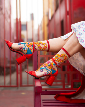 Sock candy year of the snake sheer socks and heels lunar new year socks